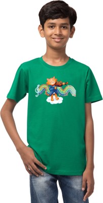 ALPHABET26 Boys Printed Cotton Blend T Shirt(Green, Pack of 1)