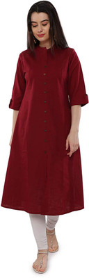 Soulful Threads Women Solid Straight Kurta(Maroon)