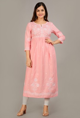 kasheeda Women Embroidered Anarkali Kurta(Pink)