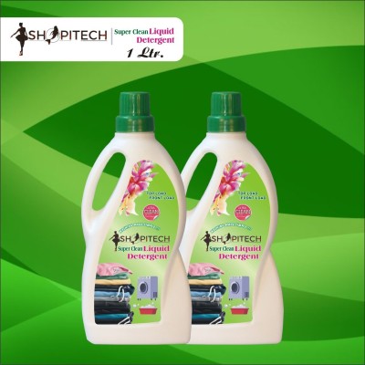 SHOPITECH Pack Of 2 Super Clean Liquid Detergent, Suitable for top load detergent and front load liquid detergent, Wash Detergent for Machine and Hand Wash - 2 Liter Fresh Liquid Detergent Fresh Liquid Detergent(2 x 1 L)