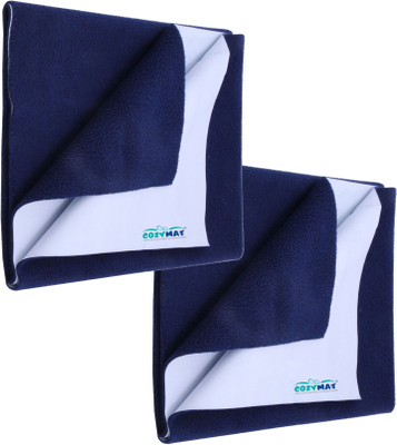 COZYMAT Fleece Baby Bed Protecting Mat(Navy Blue, Large, Pack of 2)