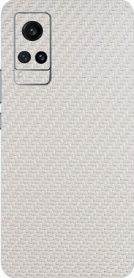 BUGGU Vivo X60, vivo x60 Mobile Skin(Ultra Super White Carbon Fiber Skin With High Matte Finish., Mobile Skin (Back+Side+Camera))