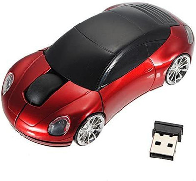 microware 2.4G Wireless Mouse 3D Car Shape Wireless Optical Mouse USB Receiver for Laptop PC Wireless Ambidextrous Optical  Gaming Mouse  with Bluetooth(2.4GHz Wireless, Red)