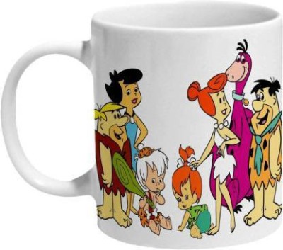 Clovez Flintstones Family Ceramic Coffee (350 ml) Ceramic Coffee Mug(350 ml)
