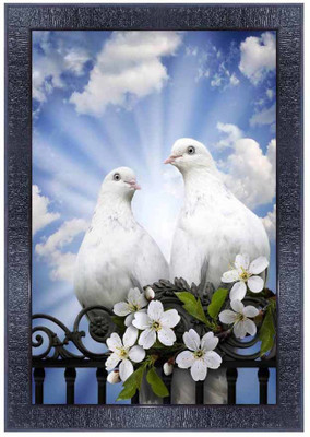 pnf Birds Wall Painting Synthetic frame with Acrylic Sheet (Glass)-3859 Digital Reprint 14 inch x 10 inch Painting(With Frame)