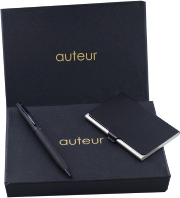 auteur 2-in-1, Gift Set,A Ball Pen, A Premium RFID Safe Card Wallet, In Black Color Metal Pen and PU Leather Body ATM/Debit/Credit/Visiting Card Holder, Packed in an Attractive Box. Pen Gift Set(Pack of 2, Blue)
