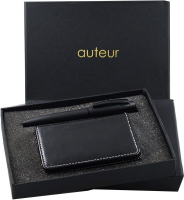 auteur 2-in-1, Gift Set,A Ball Pen, A Premium RFID Safe Card Wallet, In Black Color Metal Pen & PU Leather Body ATM/Debit/Credit/Visiting Card Holder, Packed in an Attractive Box. Pen Gift Set(Pack of 2, Blue)