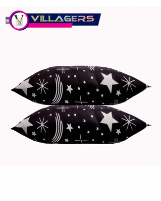 VILLAGERS Polyester Fibre Abstract Sleeping Pillow Pack of 2(Black)