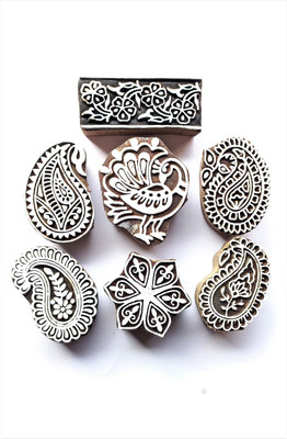 KN HANDICARFTS WOODEN Blocks Printing Stamps Printing Blocks(Pack of 7)