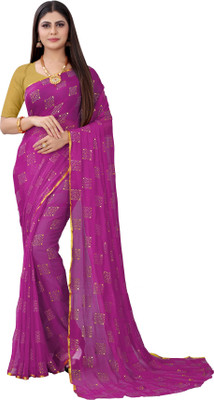 JiproStore Printed Daily Wear Chiffon Saree(Purple)