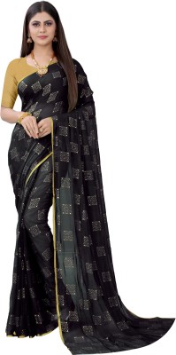 Florona Enterprise Printed Bollywood Chiffon Saree(Black)