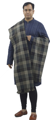KAVIM Wool Checkered Men, Women Shawl(Multicolor)