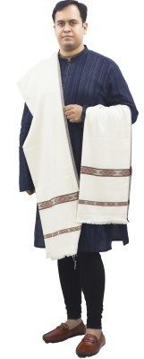 Vrinde Wool Solid Men, Women Shawl(White)