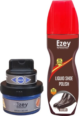 Ezey cream blue+lp brown Patent Leather, Leather, Synthetic Leather Shoe Cleaner(Blue, Brown)