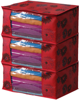 Lonekart designer Cloths organizer saree cover storage bags pack of 3 RF-3(Red)