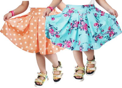 Alisha Moda Self Design Girls Flared Multicolor Skirt
