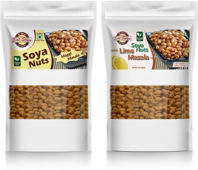 Eat Soya Soya Nuts Healthy Roasted Namkeen and Snacks Crunchy and Tasty, Delicious l Diet Food l Keto Snacks l Healthy Snacks l Maggi Masala, Lime Masala 200g (Pack of 2,400g)(2 x 200 g)