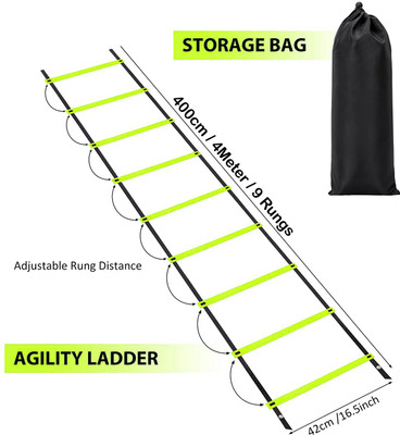L'AVENIR SPORTS 4Meter / 9 Rungs Agility/Speed Ladder for Speed, Sports Training, Stamina Building Speed Ladder(Green)