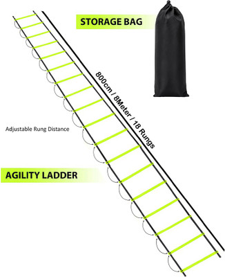 L'AVENIR SPORTS 8Meter / 18 Rungs Agility/Speed Ladder for Speed, Sports Training, Stamina Building Speed Ladder(Green)