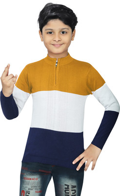 Clothify Colorblock High Neck Casual Boys Multicolor Sweater