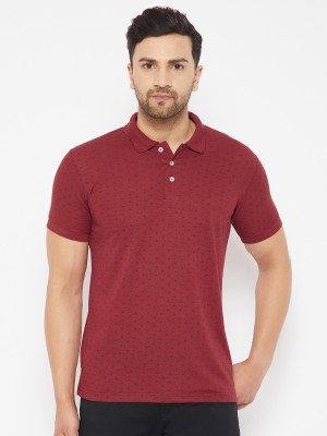 The Million Club Solid Men Polo Neck Maroon, Black T-Shirt