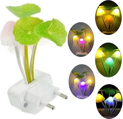 ActrovaX Multicolor LED Mushroom Lamp Flower Leaf Design Night Lamp(5 cm, White)