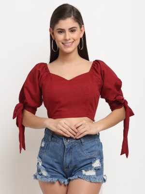 ELEVANTO Party Solid Women Red Top