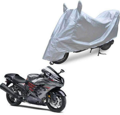 Oshotto Waterproof Two Wheeler Cover for Kawasaki Dust and Water Proof Double Mirror Pocket Silvertech Bike Body Cover for Honda X blade(Silver)