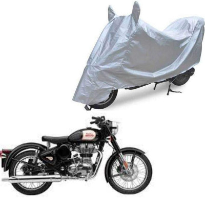 Oshotto Waterproof Two Wheeler Cover for Universal For Bike Dust and Water Proof Double Mirror Pocket Silvertech Bike Body Cover for TVS Scooty Zest(Bullet 500, Silver)