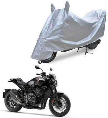 Oshotto Waterproof Two Wheeler Cover for 22Motors Dust and Water Proof Double Mirror Pocket Silvertech Bike Body Cover for Honda CD 110 Dream(Flow, Silver)