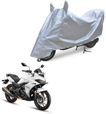 Oshotto Waterproof Two Wheeler Cover for Hero Dust and Water Proof Double Mirror Pocket Silvertech Bike Body Cover for Bajaj CT100(Silver)