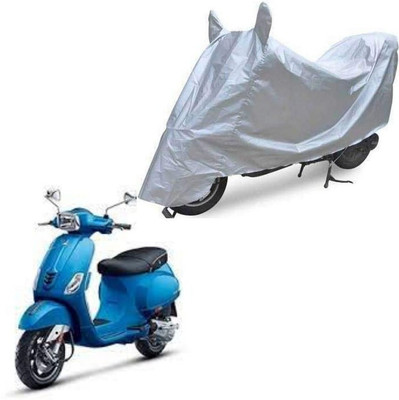 Oshotto Two Wheeler Cover for Vespa Dust and Water Proof Double Mirror Pocket Silvertech Bike Body Cover for TVS Apache RR 310(Silver)