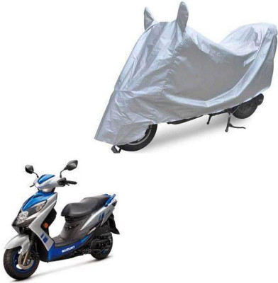 Oshotto Two Wheeler Cover for Suzuki Dust and Water Proof Double Mirror Pocket Silvertech Bike Body Cover for Hero Pleasure Plus(Swish, Silver)