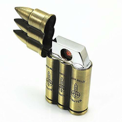 TARGET PLUS RECHARGEABLE FIRST QUALITY 3BULLET SHAPED Cigarette Lighter(Gold)