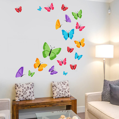 walkart 85 cm Wall Sticker-Colourful Butterflies Pattern Design Self Adhesive Sticker(Pack of 1)