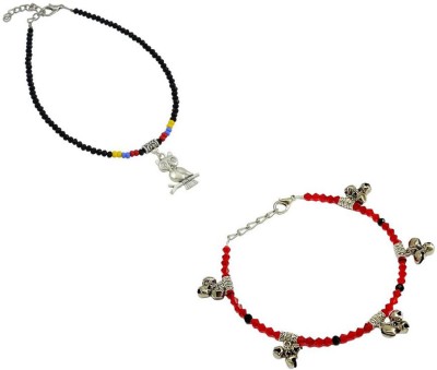 HIGH TRENDZ Combo pack of 2 Single Leg Beads Alloy Anklet(Pack of 2)