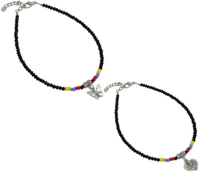 HIGH TRENDZ Combo pack of 2 Single Leg Beads Alloy Anklet(Pack of 2)