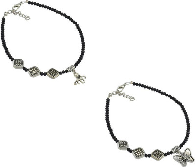 HIGH TRENDZ Combo pack of 2 Single Leg Beads Alloy Anklet(Pack of 2)