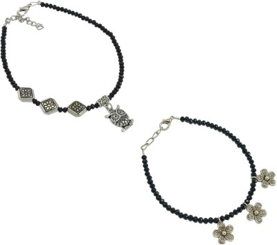 HIGH TRENDZ Combo pack of 2 Single Leg Beads Alloy Anklet(Pack of 2)