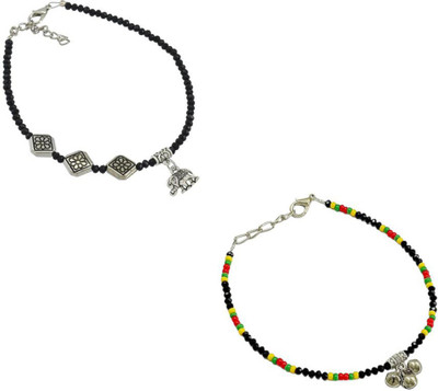 HIGH TRENDZ Combo pack of 2 Single Leg Beads Alloy Anklet(Pack of 2)