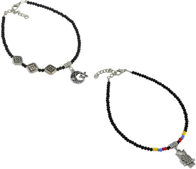 HIGH TRENDZ Combo pack of 2 Single Leg Beads Alloy Anklet(Pack of 2)