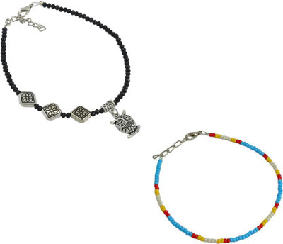 HIGH TRENDZ Combo pack of 2 Single Leg Beads Alloy Anklet(Pack of 2)