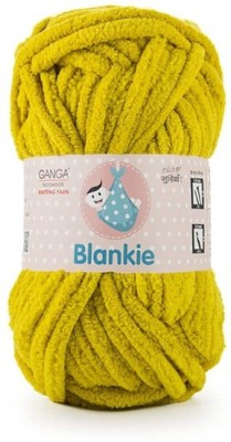 NTGS Ganga Blankie Chenille Yarn Supersoft Knitting Wool Ball, (1 Ball/100 Gram Each) Mustard Colour Ball (600 Grams). Suitable for Craft, Babywear, Baby Blankets, Thick mota Thread Shade no -BLK005