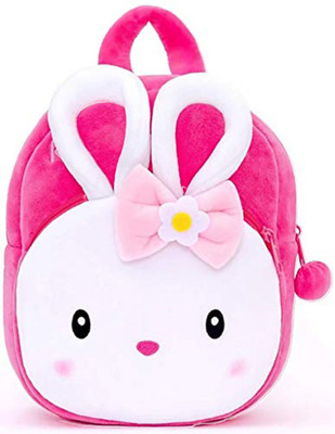 EMA Kids School Bag Rabbit Soft Plush Cartoon Baby Boys/Girls Plush Bag 10 L Backpack(Pink, White)
