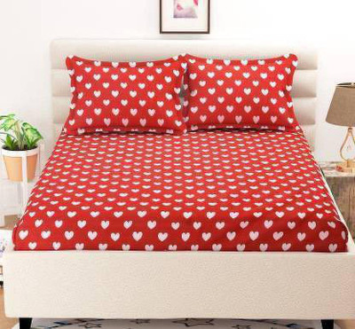 Manish Creation 140 TC Polycotton Double Printed Flat Bedsheet(Pack of 1, Red)
