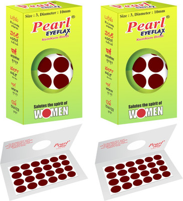 PEARL EYEFLAX Kumkum Bindi Dark Maroon Round PACK OF 2 with 15 Flaps Each Box (Size 3 Diameter 10mm, Dark Maroon Round) Forehead Maroon Bindis(Stick On)