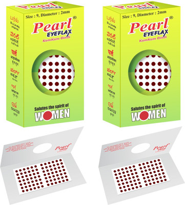 PEARL EYEFLAX Kumkum Bindi Dark Maroon Round PACK OF 2 with 15 Flaps Each Box (Size 9 Diameter 2mm, Dark Maroon Round) Forehead Maroon Bindis(Stick On)