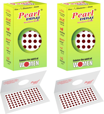 PEARL EYEFLAX Kumkum Bindi Dark Maroon Round PACK OF 2 with 15 Flaps Each Box (Size 7 Diameter 4mm, Dark Maroon Round) Forehead Maroon Bindis(Stick On)
