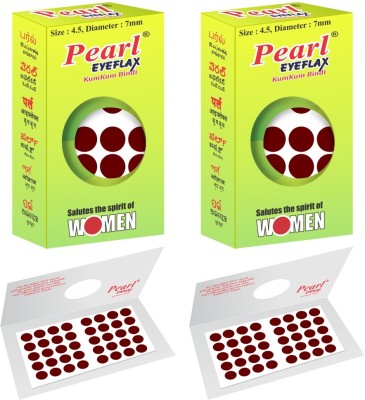 PEARL EYEFLAX Kumkum Bindi Dark Maroon Round PACK OF 2 with 15 Flaps Each Box (Size 4.5 Diameter 7mm, Dark Maroon Round) Forehead Maroon Bindis(Stick On)