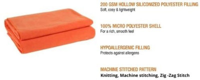 Supreme Home Collective Solid Single Fleece Blanket for  Mild Winter(Microfiber, Orange)
